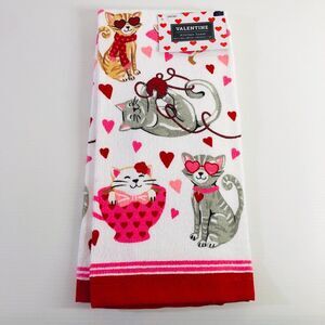 St. Valentine's Day Kitchen Towel Cat Kittens 100% Cotton